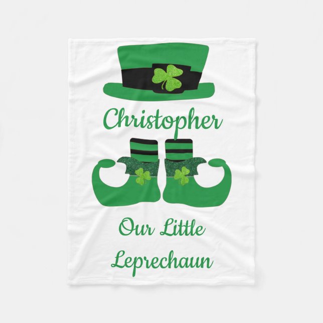 Anpassa St. Patricks irländska Grönt Leprechaun Fleecefilt (Framsidan)