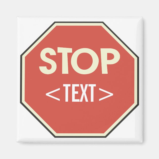 Anpassa STOP-skyltdesign, <TEXT> Magnet (Framsidan)