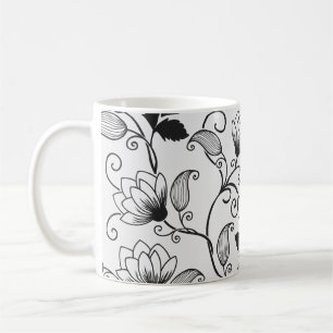 Anpassa svart, Blommönster Kaffemugg