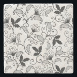 Anpassa svart Blommönster Stenunderlägg<br><div class="desc">Anpassa Blommönstret Svart. Ändra bakgrunden till färg.</div>