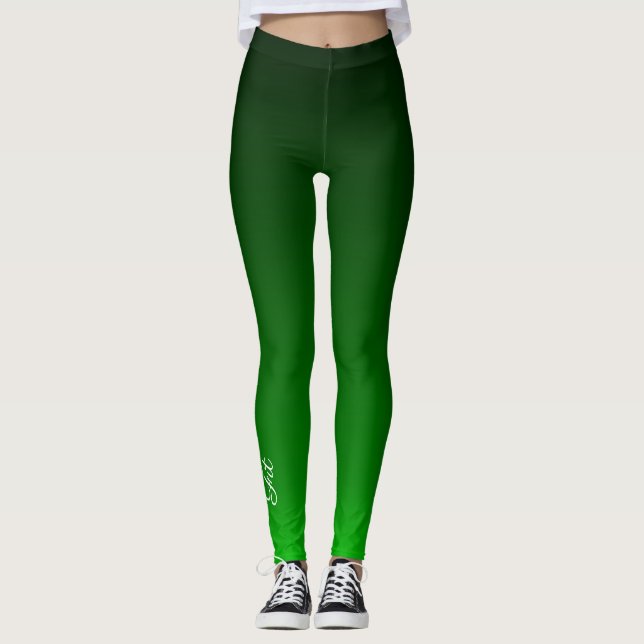 Anpassa svart Grönt Ombré Leggings (Framsida)