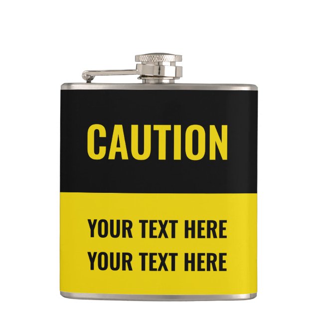 Anpassa svart gult för varningsskylt fickplunta (Framsidan)