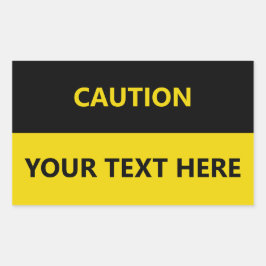 Anpassa svart gult för varningsskylt rektangulärt klistermärke