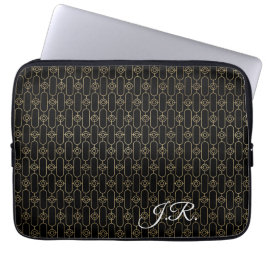 Anpassa svart och guld Art Deco Laptop Fodral