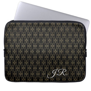 Anpassa svart och guld Art Deco Laptop Fodral