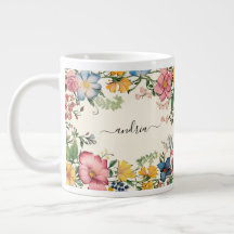 Anpassa svart skript Namn, Vintage Wildblommor