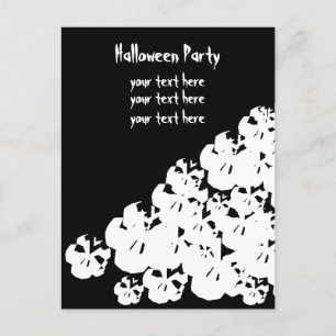 Anpassa svartvit döskallar i Halloween fest Inbjudan Vykort