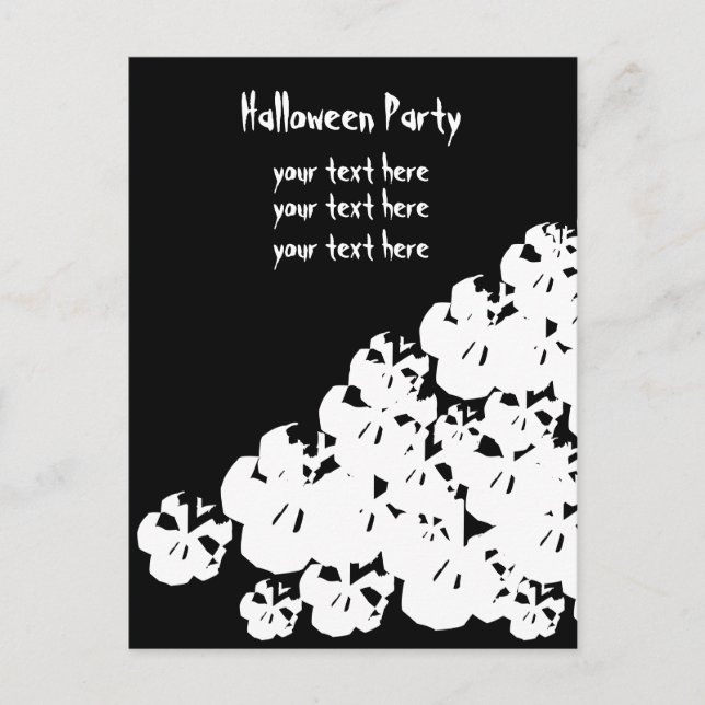 Anpassa svartvit döskallar i Halloween fest Inbjudan Vykort (Framsida)