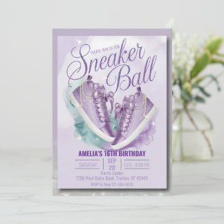 Anpassa Sweet Lavender Birthday Sneaker Boll Inbjudningar