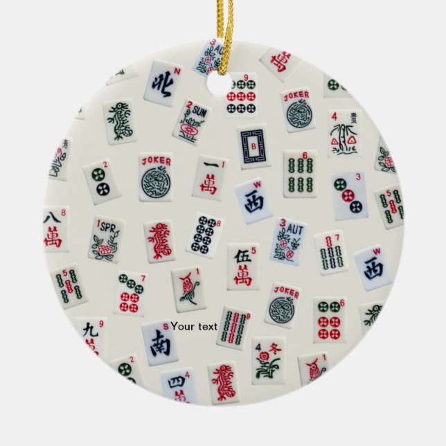 Anpassa symboldesign för Mah Jongg-plattor Julgransprydnad Keramik (Framsidan)