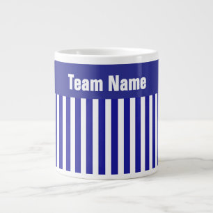 Anpassa TAM NAMN Dk Blue Rand Wt Brev Jumbo Mugg