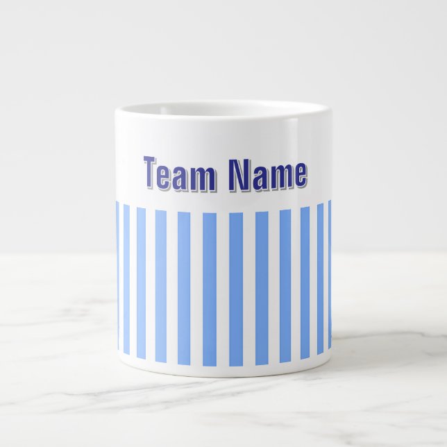 Anpassa TAM NAMN Lt Blue White Rand Gift Jumbo Mugg (Framsidan)