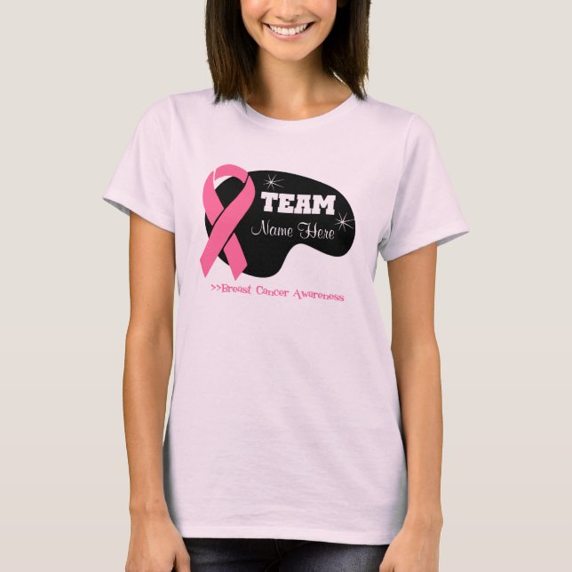 Anpassa Team Namn - bröstcancer Tee Shirt (Framsida)