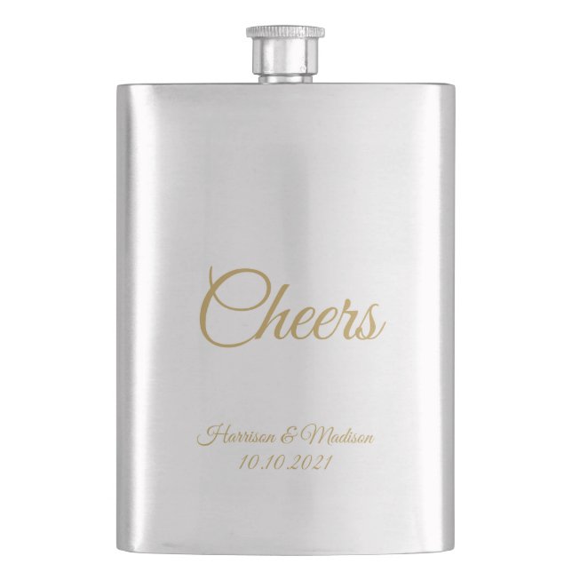 anpassa text Cheers Bröllop-gåva favoriserar Flask Fickplunta (Framsidan)