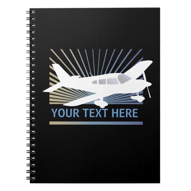 Anpassa text - flygplan med låg Vinge Anteckningsbok (Framsidan)