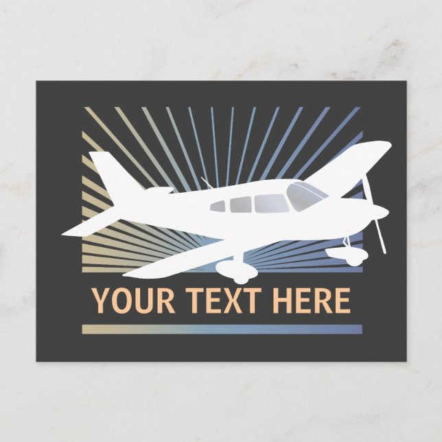 Anpassa text - lågvingat flygplan vykort (Framsida)
