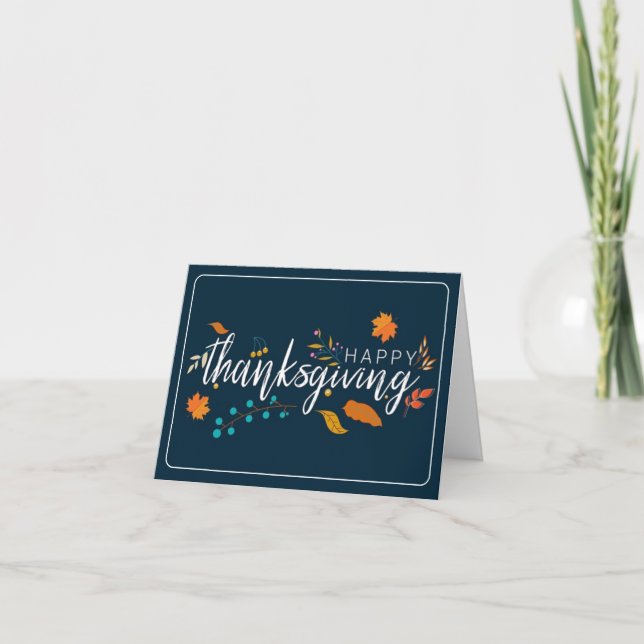 Anpassa Thanksgiving-kort - blå bär Helgkort (Framsida)