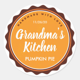 Anpassa Thanksgiving Paj-etikett Kökssymbol Runt Klistermärke
