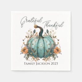 Anpassa Thanksgiving Rustic Blue Pumpkin Pappersservett