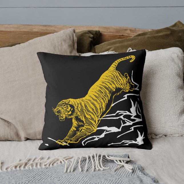 Anpassa Tiger Print Safari Wildlife Cat Design Kudde (Skapare uppladdad)