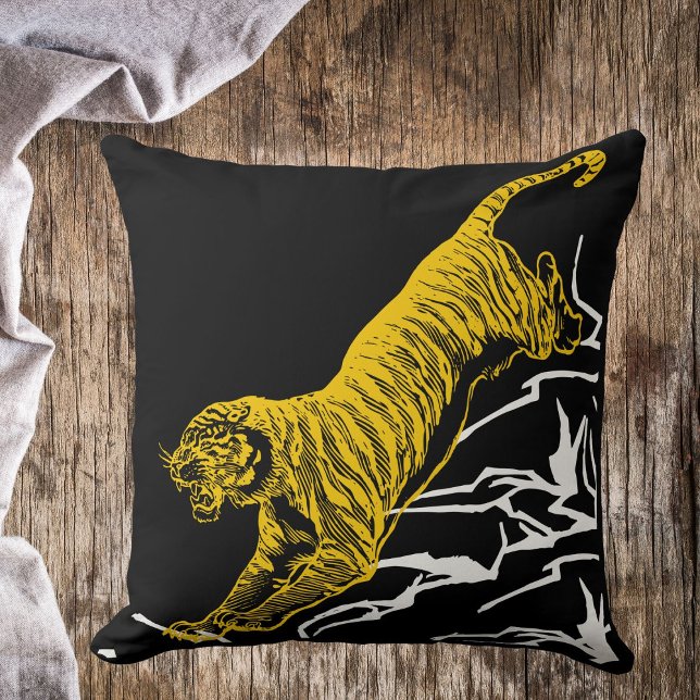 Anpassa Tiger Print Safari Wildlife Cat Design Kudde (Skapare uppladdad)