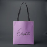 Anpassa till din egen Namn Elegant Lavender Tygkasse<br><div class="desc">Byt ut skripttexten Namn här Elegant,  Modern Minimalistic Design Template Lavender Shopping Shoulder Tote Bag.</div>