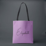 Anpassa till din egen Namn Elegant Lavender Tygkasse<br><div class="desc">Byt ut skripttexten Namn här Elegant,  Modern Minimalistic Design Template Lavender Shopping Shoulder Tote Bag.</div>