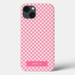 Anpassa till Namn Baby Rosa Gingham