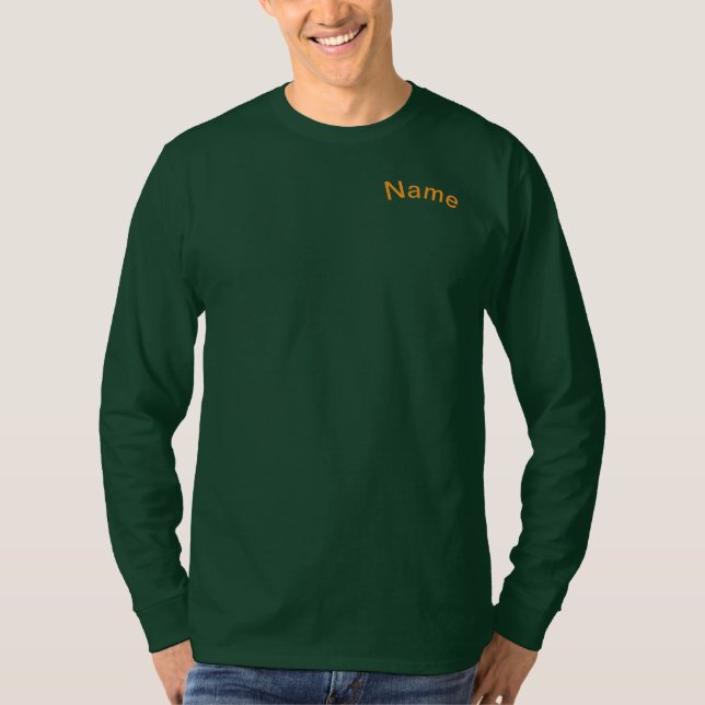 Anpassa till Namn Manar Långärmad Forest Grönt T Shirt (Framsida)