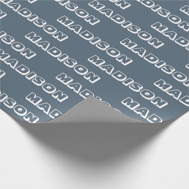 Anpassa till Namn, Text, Birthday Gift grått blue Presentpapper (Hörn)