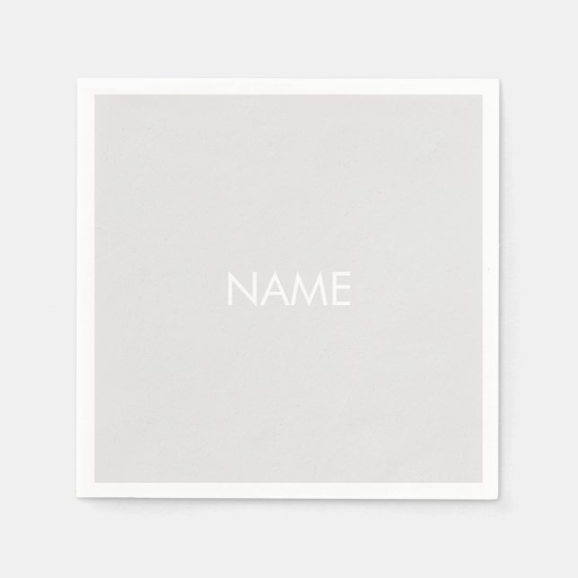 Anpassa till namn, textminimalistisk blek grått pappersservett (Framsidan)