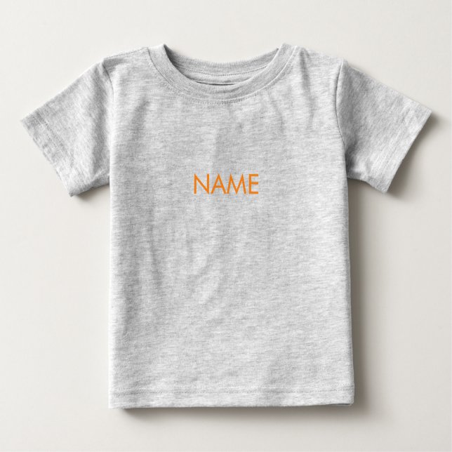 Anpassa till namn, textminimalistisk orange brev t shirt (Framsida)