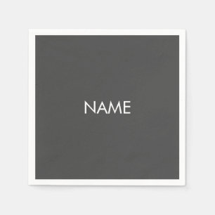 Anpassa till namn, textminimalistiskt kol-grått pappersservett