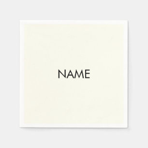 Anpassa till namn, textminimalistiskt svart elfenb pappersservett
