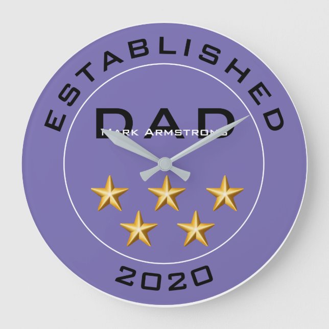 Anpassa Top Fem Star Pappa, Step Pappa Fars dag Stor Klocka (Framsida)