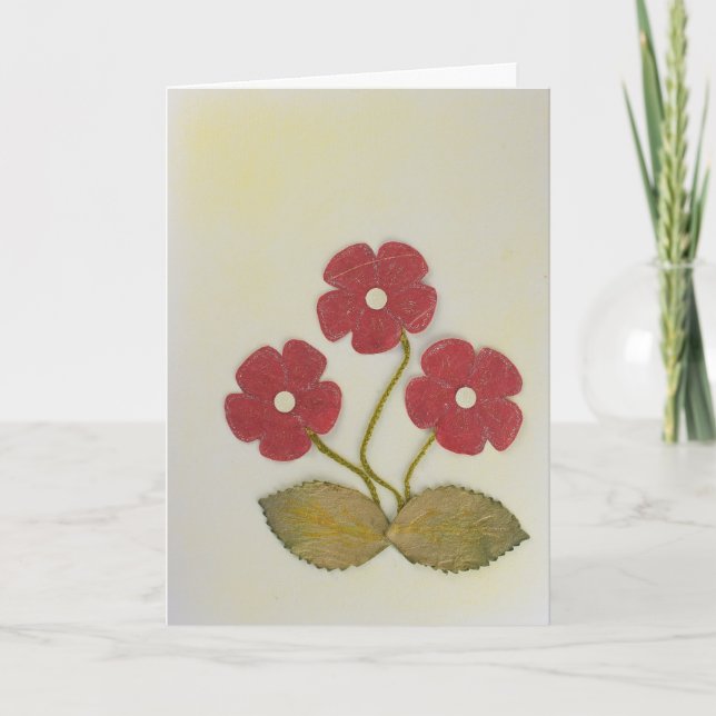 Anpassa tre blommor från röda födelsedag kort (Framsida)