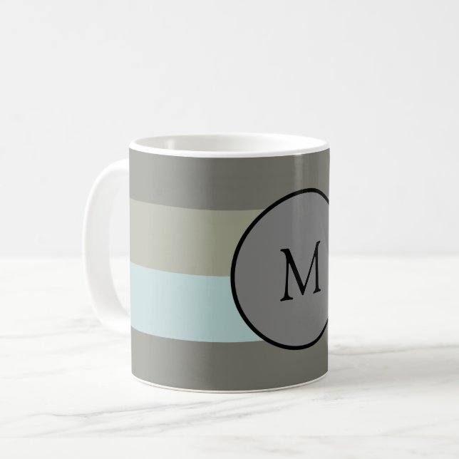 Anpassa Trendiget Modern Färg rand i monogram Kaffemugg (Framsida vänster)