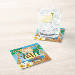 Anpassa Tropical Tiki Pub Underlägg Papper Kvadrat