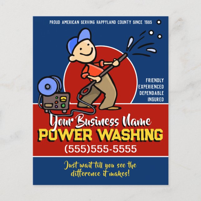 Anpassa. Tryck Städning ström Tvättande 2 sidosatt Flygblad (Framsidan)