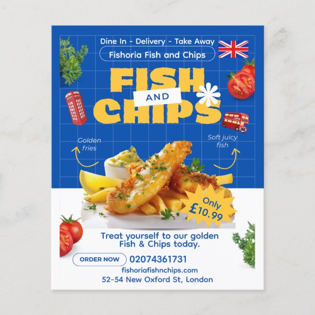 Anpassa UK Edition Delicious Fish N Chips Mail  Flygblad (Framsidan)