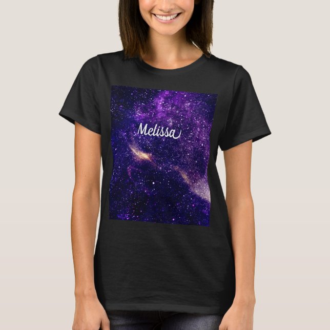 Anpassa Ultra violet lila abstrakt galaxy Tee (Framsida)