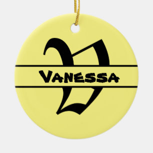 Anpassa utsmyckningen Namn Brev Julgransprydnad Keramik