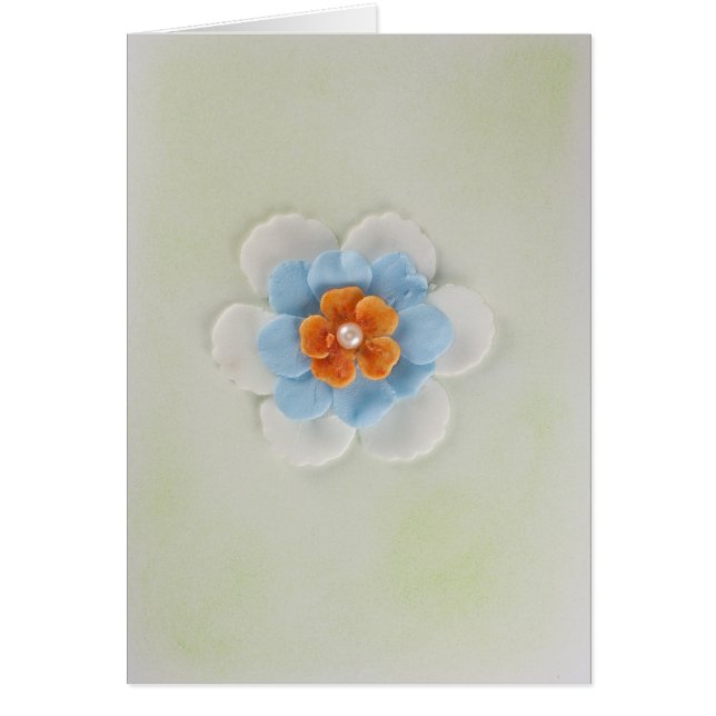 Anpassa vacker vit, blå, orange blomma hälsningskort (Framsidan)