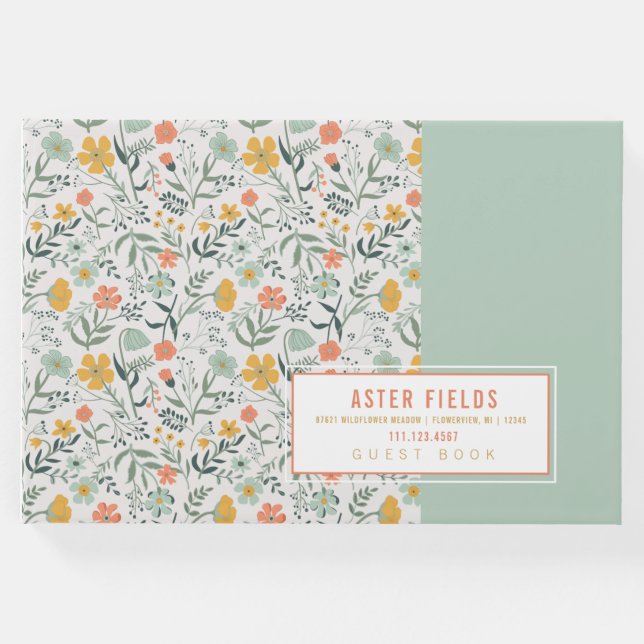 Anpassa vackert botaniskt Blommönster Gästböcker (Framsida)