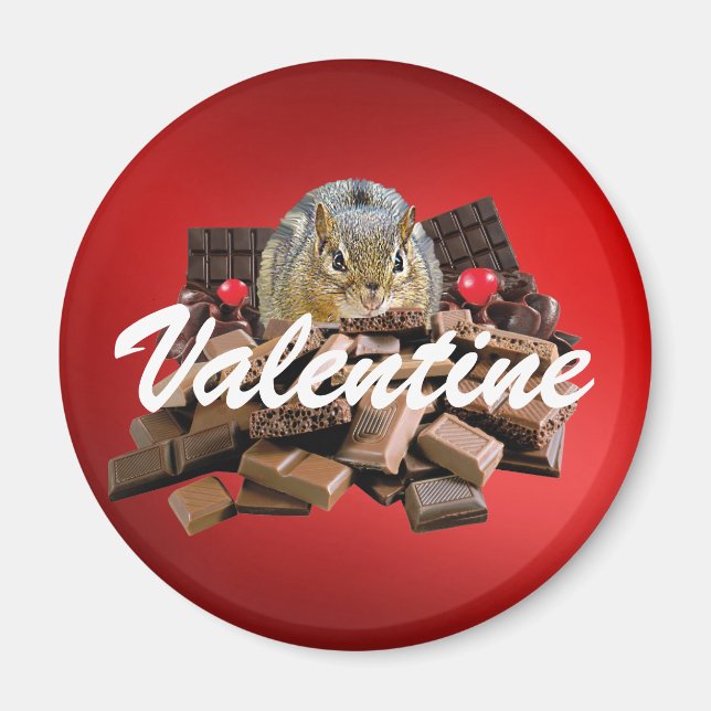 Anpassa Valentindagen Chocolate Chipmunk Magnet (Framsidan)