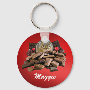 Anpassa Valentindagen Chocolate Chipmunk Nyckelring