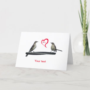 Anpassa Valentineser Mockingbird med hjärta Helgkort