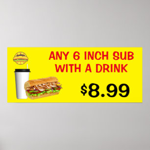 Anpassa valfri 6 tums smörgås med en dryck Lägg ti Poster