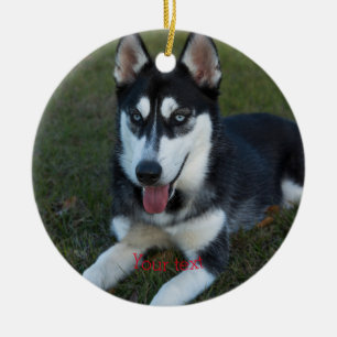 Anpassa valpen Siberian husky Julgransprydnad Keramik