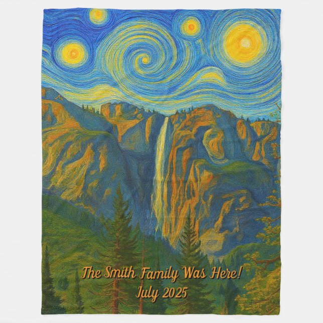 Anpassa van Gogh Yosemite Valley Familjesemester Fleecefilt (Framsidan)